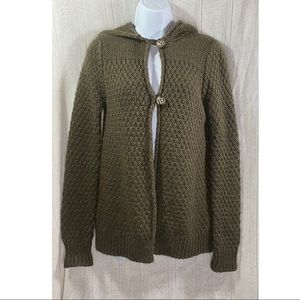 Elisabetta Collection Alpaca/Wool Blend Hooded Cardigan with Toggle Buttons